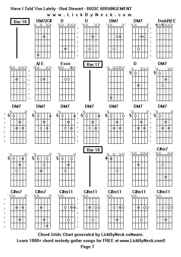 Chord Grids Chart of chord melody fingerstyle guitar song-Have I Told You Lately - Rod Stewart - BASIC ARRANGEMENT,generated by LickByNeck software.